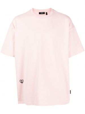 Bavlněné tričko s potiskem se srdcovým vzorem Five Cm růžové