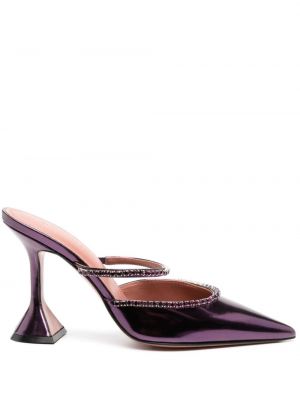 Papuci tip mules de cristal Amina Muaddi violet
