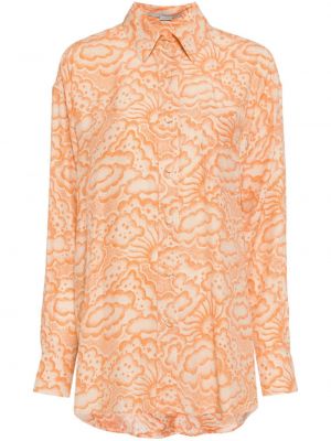 Svilena srajca s potiskom Stella Mccartney oranžna