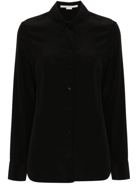 Stella McCartney chemise en soie à col pointu noir