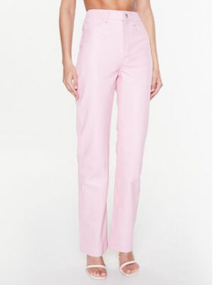 Kožené rovné kalhoty Remain růžové