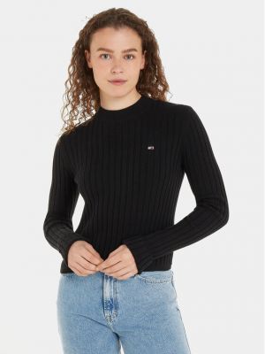 Пуловер slim Tommy Jeans черно