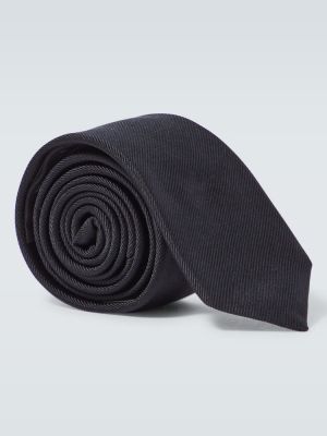 Cravate en soie en jacquard Saint Laurent noir