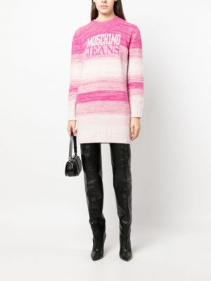 Sweter wełniany Moschino Jeans różowy