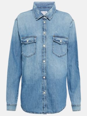 Džínová košile s oděrkami Frame modrá