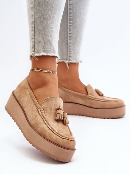 Pantofi loafer cu franjuri cu platformă Kesi maro