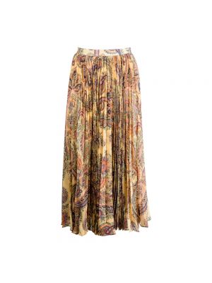 Długa spódnica z wzorem paisley plisowana Etro beżowa