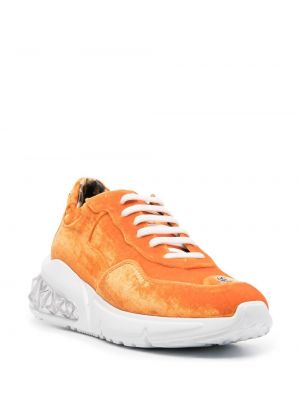 Aksamitne sneakersy Philipp Plein pomarańczowe