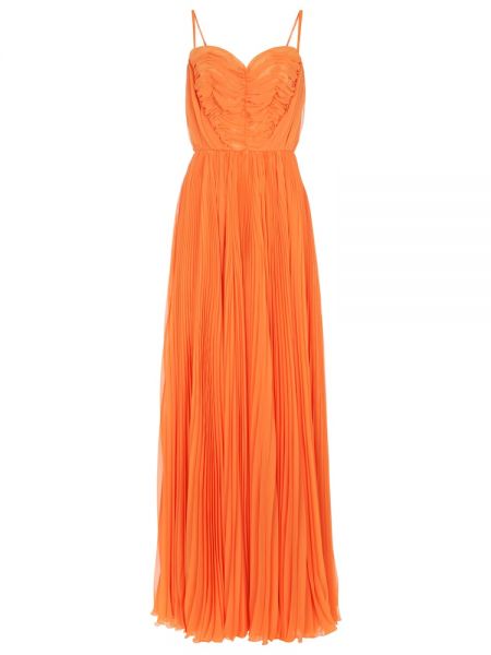 Sukienka długa szyfonowa plisowana Dolce&gabbana pomarańczowa