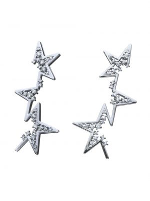 Boucles d'oreilles à motifs abstraits à boucle à motif étoile Tasaki argenté