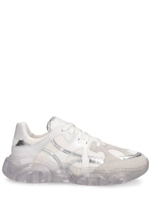 Sneakers di pelle in mesh Moschino bianco
