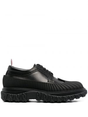 Usnjene brogue čevlji s črtami Thom Browne črna