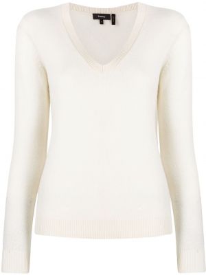 Jersey con escote v de tela jersey Theory blanco