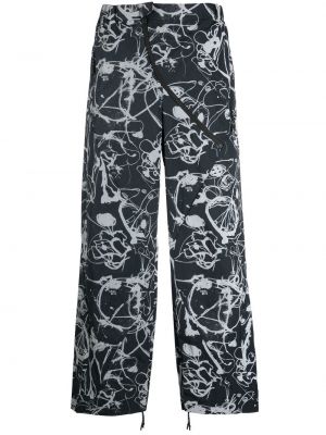 Ravne hlače s potiskom z abstraktnimi vzorci Mcq črna