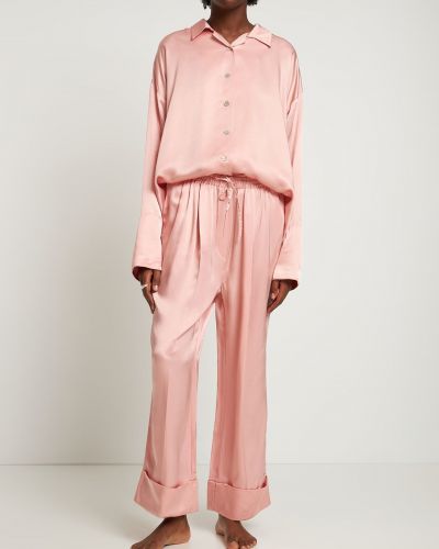 Pijamale din satin Sleeper roz