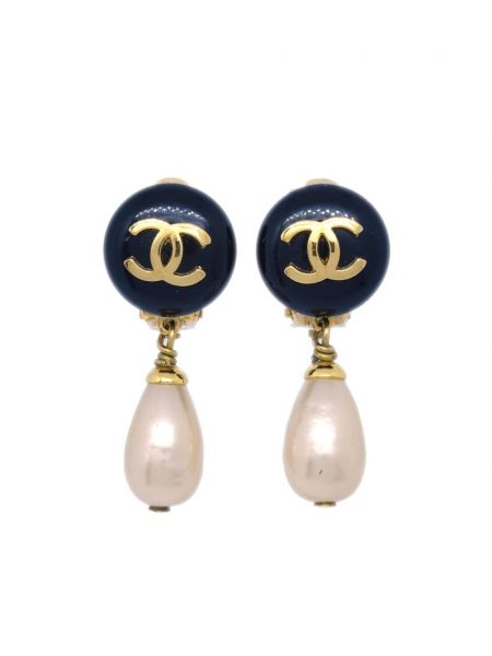 Naušnice na klip sa perlicama Chanel Pre-owned zlatna