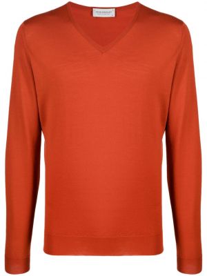 Пуловер с v-образно деколте John Smedley оранжево