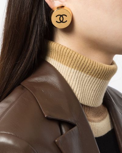 Boucles d'oreilles oversize à boucle Chanel Pre-owned noir
