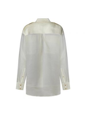 Blusa de seda oversized con bolsillos Khaite blanco