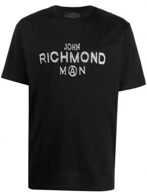 Camiseta con lentejuelas John Richmond negro
