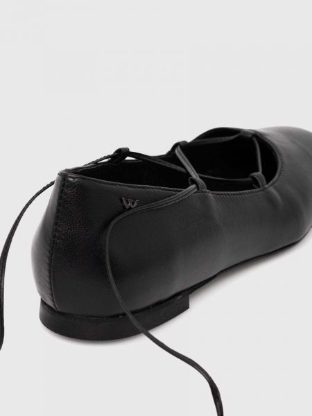 Bőr balerina cipők Wojas fekete