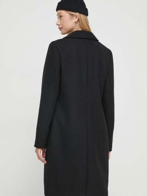 Gyapjú kabát Abercrombie & Fitch fekete