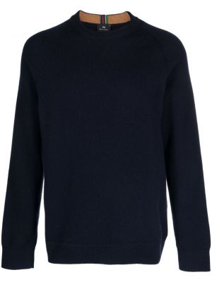 Sweter wełniany z wełny merino Ps Paul Smith niebieski