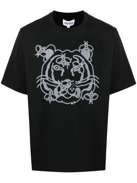 Camiseta con rayas de tigre Kenzo negro