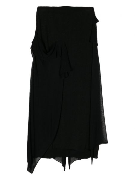 Asymetrické midi sukně Yohji Yamamoto černé
