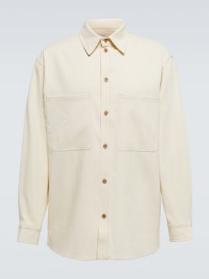 Bavlnená vlnená košeľa Lemaire béžová
