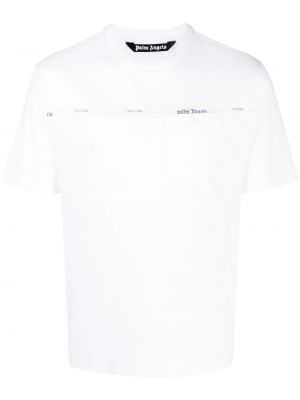 Тениска на райета с кръгло деколте Palm Angels бяло