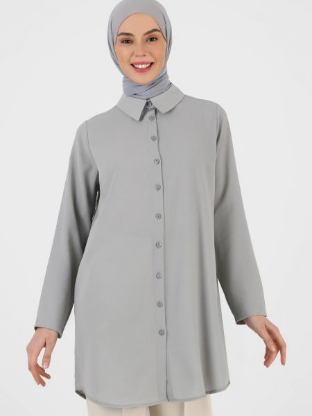 Блузка-рубашка POINT COLLAR TAVIN Modanisa, grey