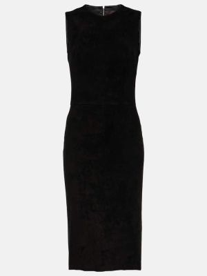 Černé kožené midi šaty Stouls