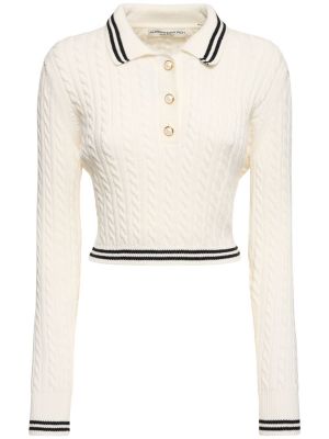 Polo en coton en tricot Alessandra Rich blanc