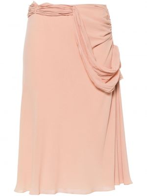 Svilena suknja s draperijom Christian Dior ružičasta