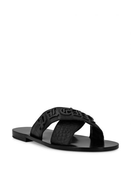 Kožené sandály Philipp Plein černé