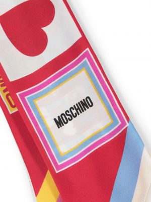 Žakárový hedvábný šál Moschino červený