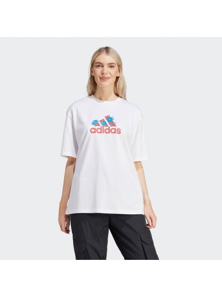 Camiseta deportiva de flores Adidas Sportswear blanco