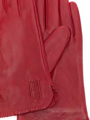 Haftowane rękawiczki skórzane By Malene Birger czerwone