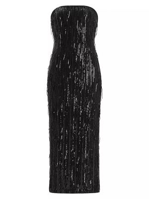 Платье без бретелек с пайетками с бисером Zac Posen черный