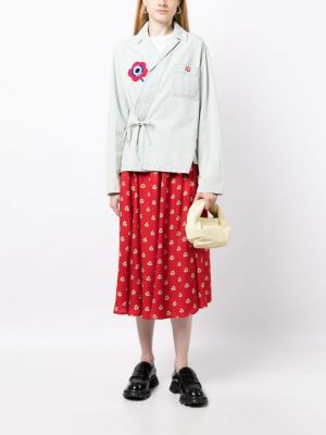 Květinové midi sukně s potiskem Kenzo červené
