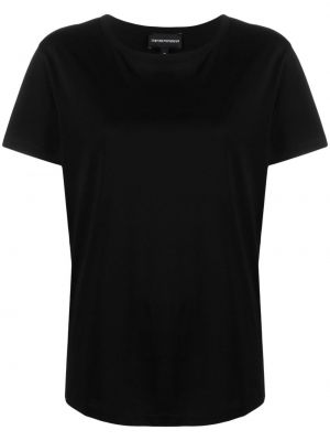Bavlnené zamatové tričko so srdiečkami Emporio Armani čierna