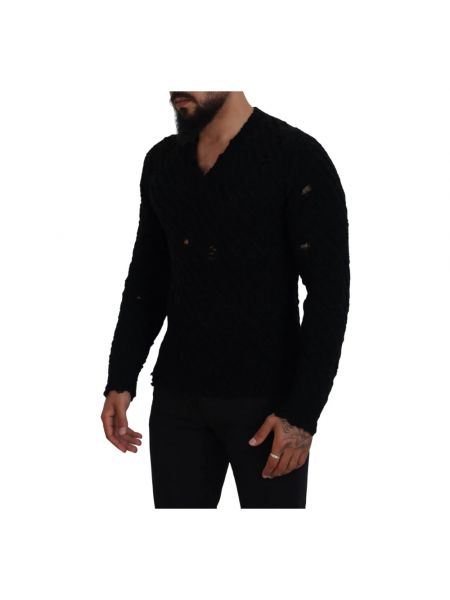 Sweter z dekoltem w serek Dolce And Gabbana czarny