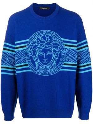 Жакардов пуловер Versace синьо