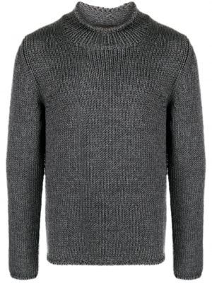 Chunky vlnený sveter z merina Del Carlo sivá