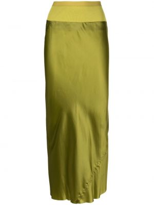 Saténové dlouhá sukně Rick Owens zelené