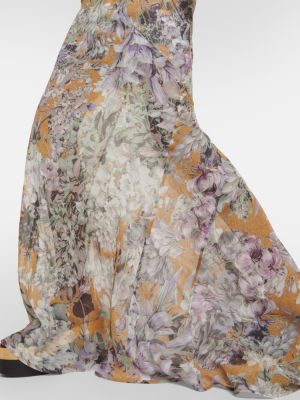 Květinové hedvábné dlouhé šaty Dries Van Noten