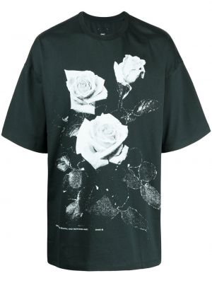 T-krekls ar ziediem ar apdruku Oamc zaļš
