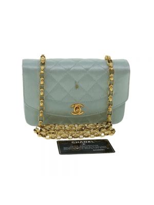Satynowa torebka Chanel Vintage niebieska