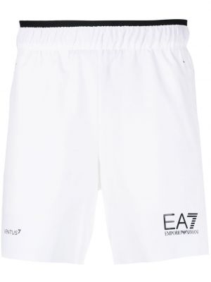 Bermuda kratke hlače s potiskom Ea7 Emporio Armani bela